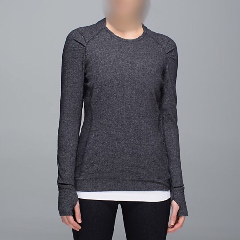 Lululemon Dark Gray Thick Long Sleeve Top Size 6 Black Pullover Activewear